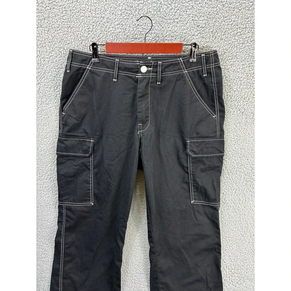 True Religion Contrast Stitch Cargo Pants Mens 34 Black Streetwear Y2K Casual